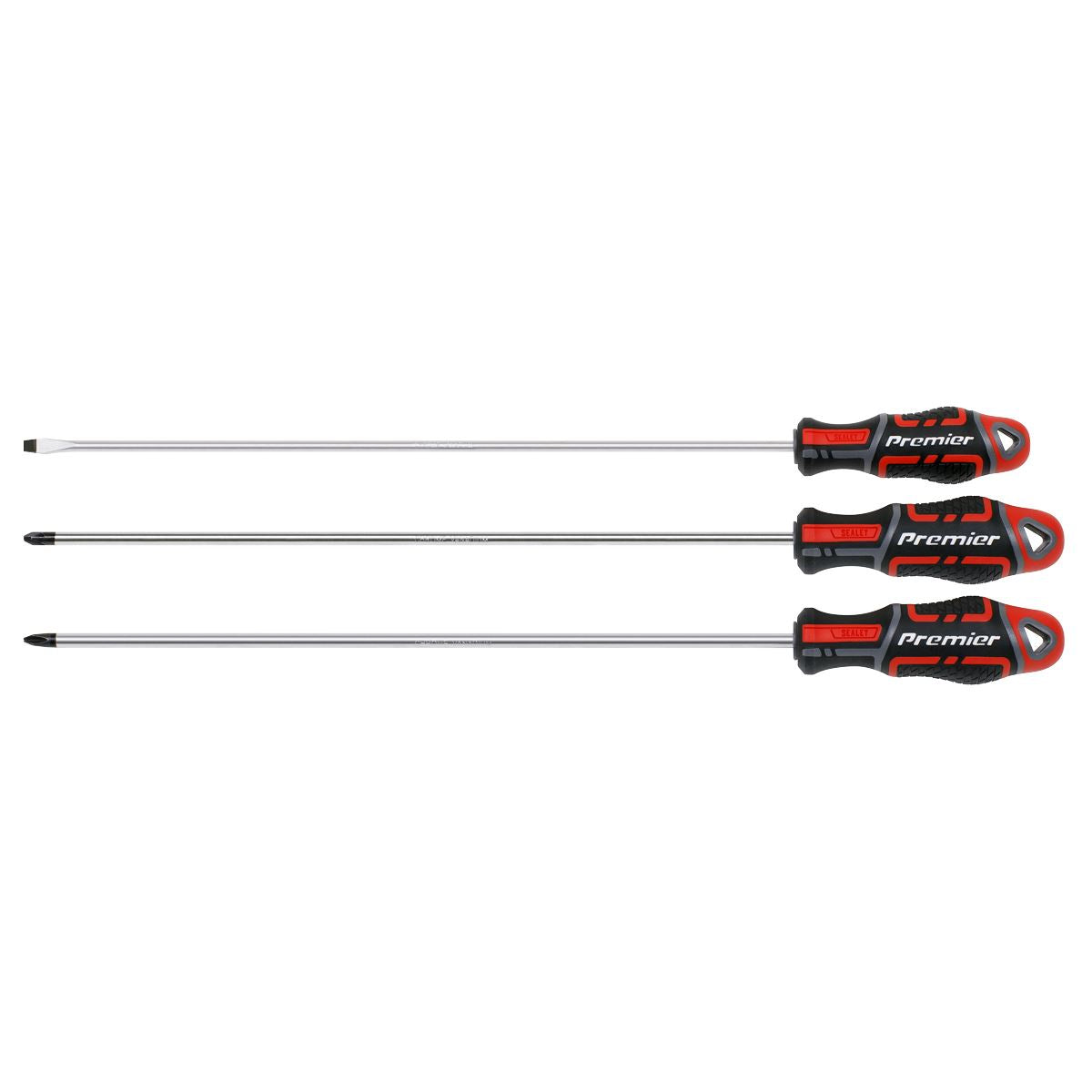 Sealey AK4372 GripMAX® Screwdriver Set Extra-Long 3pc Sealey