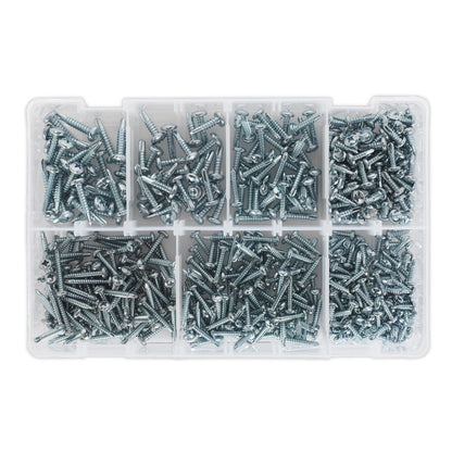 Sealey AB060SDS Self-Drilling Screw Assortment 500pc Pan Head Phillips Zinc Sealey