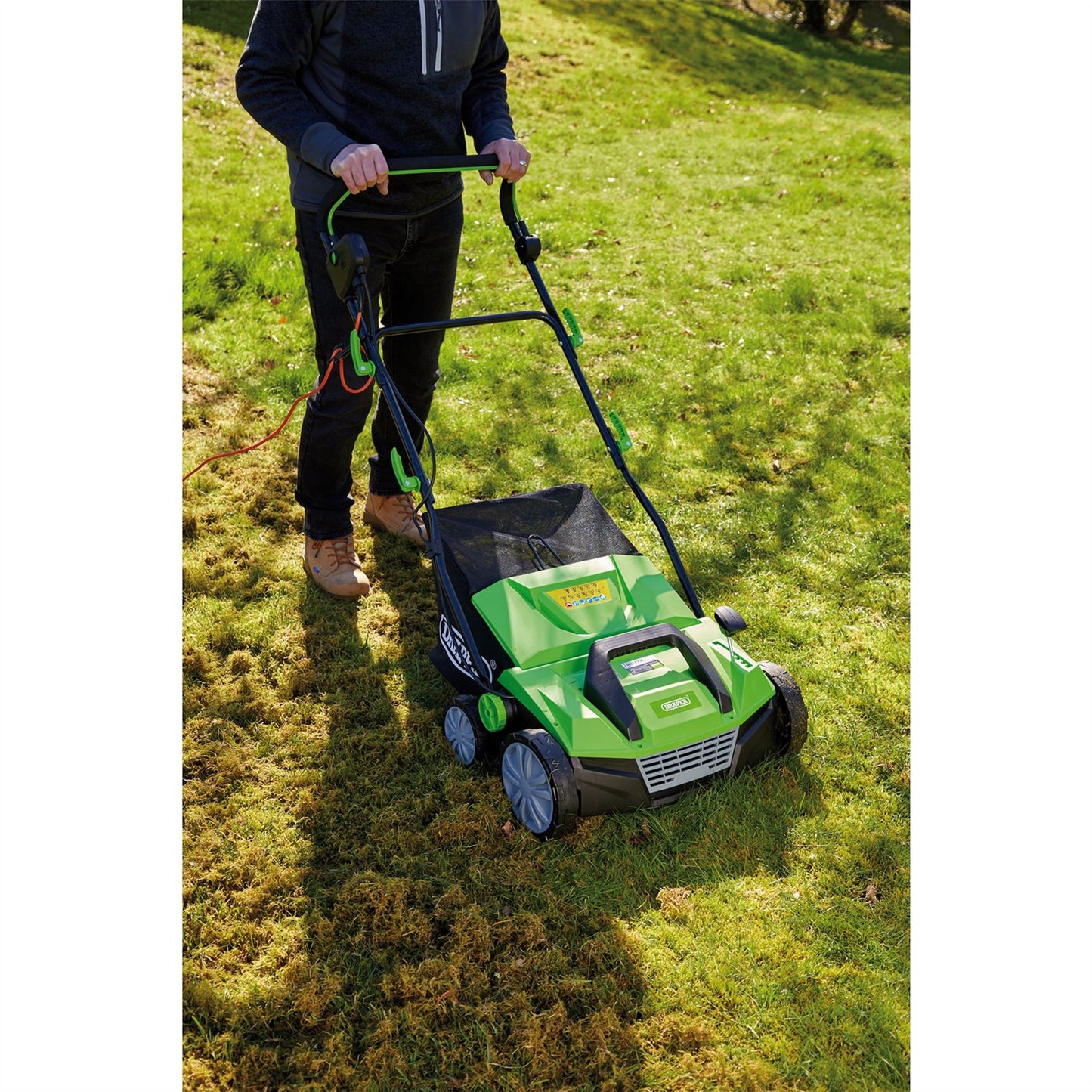 Draper 97922 230V 2-in-1 Lawn Aerator and Scarifier 380mm 1800W Draper