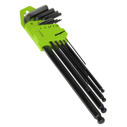 Siegen S01094 Ball-End Hex Key Set 9pc Extra-Long Metric Siegen