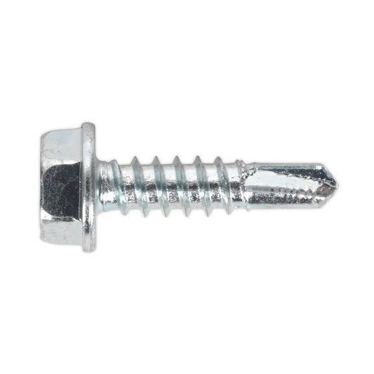 Sealey SDHX4819 Self-Drilling Screw 4.8 x 19mm Hex Head Zinc Pack of 100 Sealey
