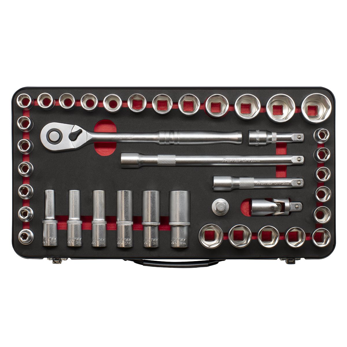 Sealey AK7925 Socket Set 1/2"Sq Drive 40pc - Metric/Imperial - Premier Platinum Sealey