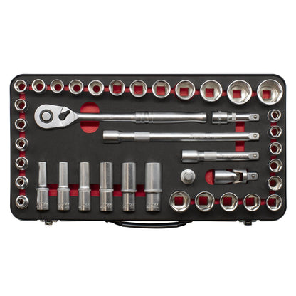 Sealey AK7925 Socket Set 1/2"Sq Drive 40pc - Metric/Imperial - Premier Platinum Sealey
