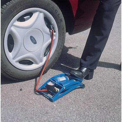 Draper 25996 Double Cylinder Foot Pump with Pressure Gauge Draper