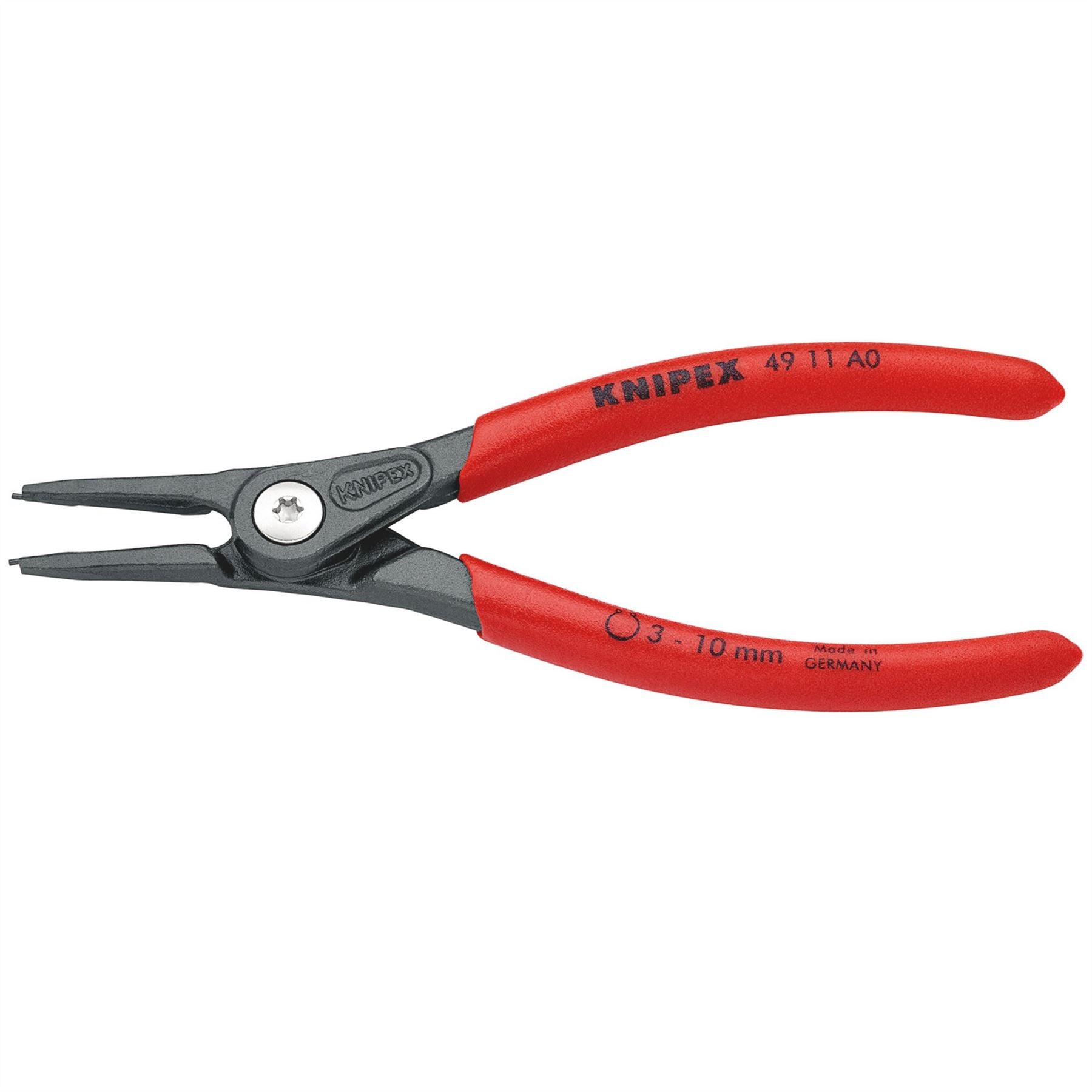 Knipex 75088 49 11 A0 SB Precision Circlip Pliers for external circlips on shafts with non-slip plastic coating grey atramentized 140mm Knipex
