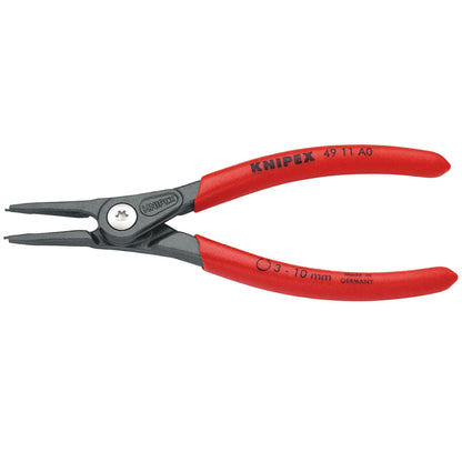 Knipex 75088 49 11 A0 SB Precision Circlip Pliers for external circlips on shafts with non-slip plastic coating grey atramentized 140mm Knipex