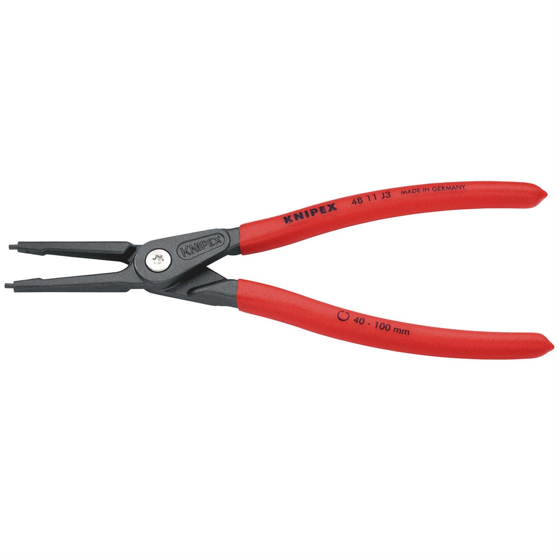 Knipex 75080 48 11 J3 SB Precision Circlip Pliers for internal circlips in bore holes with non-slip plastic coating grey atramentized 225mm Knipex