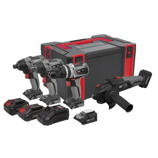 Sealey CP20VCOMBOX1 4 x 20V SV20 Series Brushless Tool Combo - 2 Batteries Sealey
