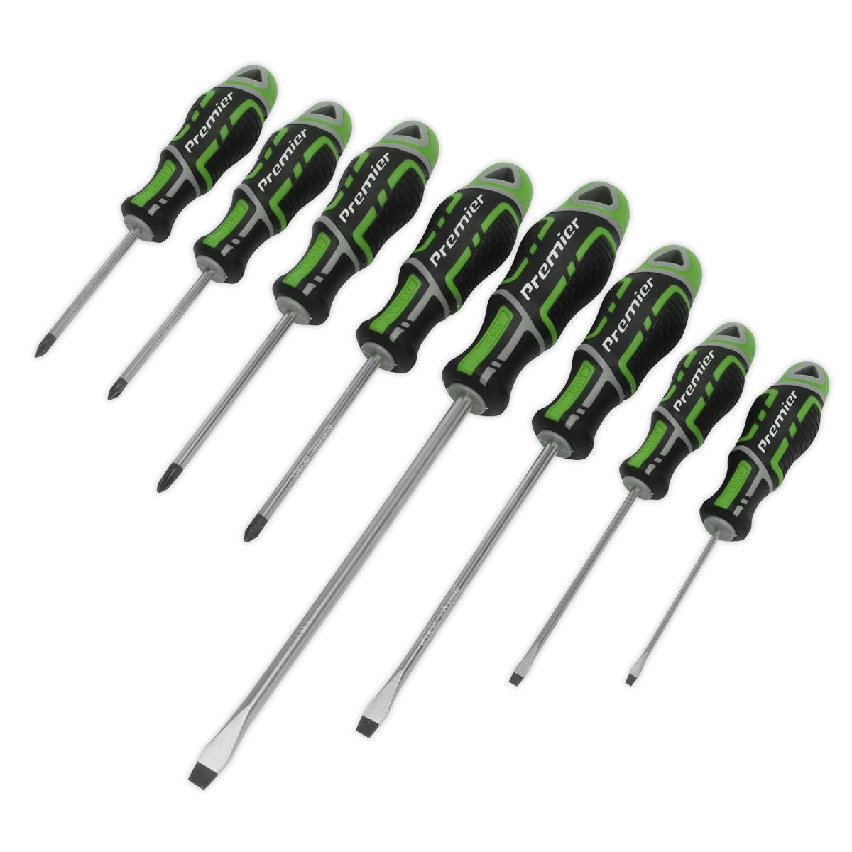 Sealey AK4322HV Screwdriver Set 8pc GripMAX® - Hi-Vis Green Sealey
