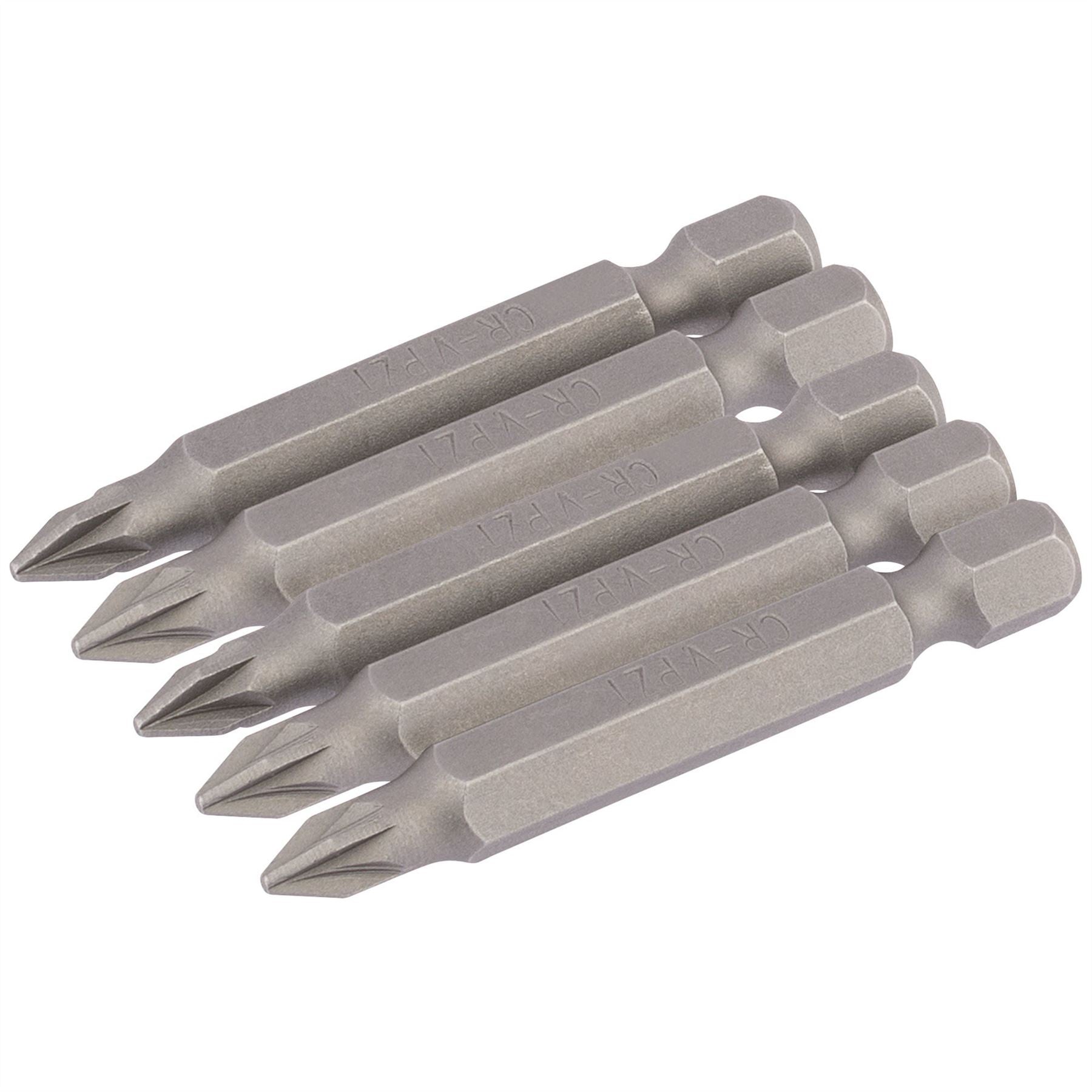 Draper 64281 PZ Type Insert Bit 1/4" Hex 50mm Long No.1 Pack of 5 Draper