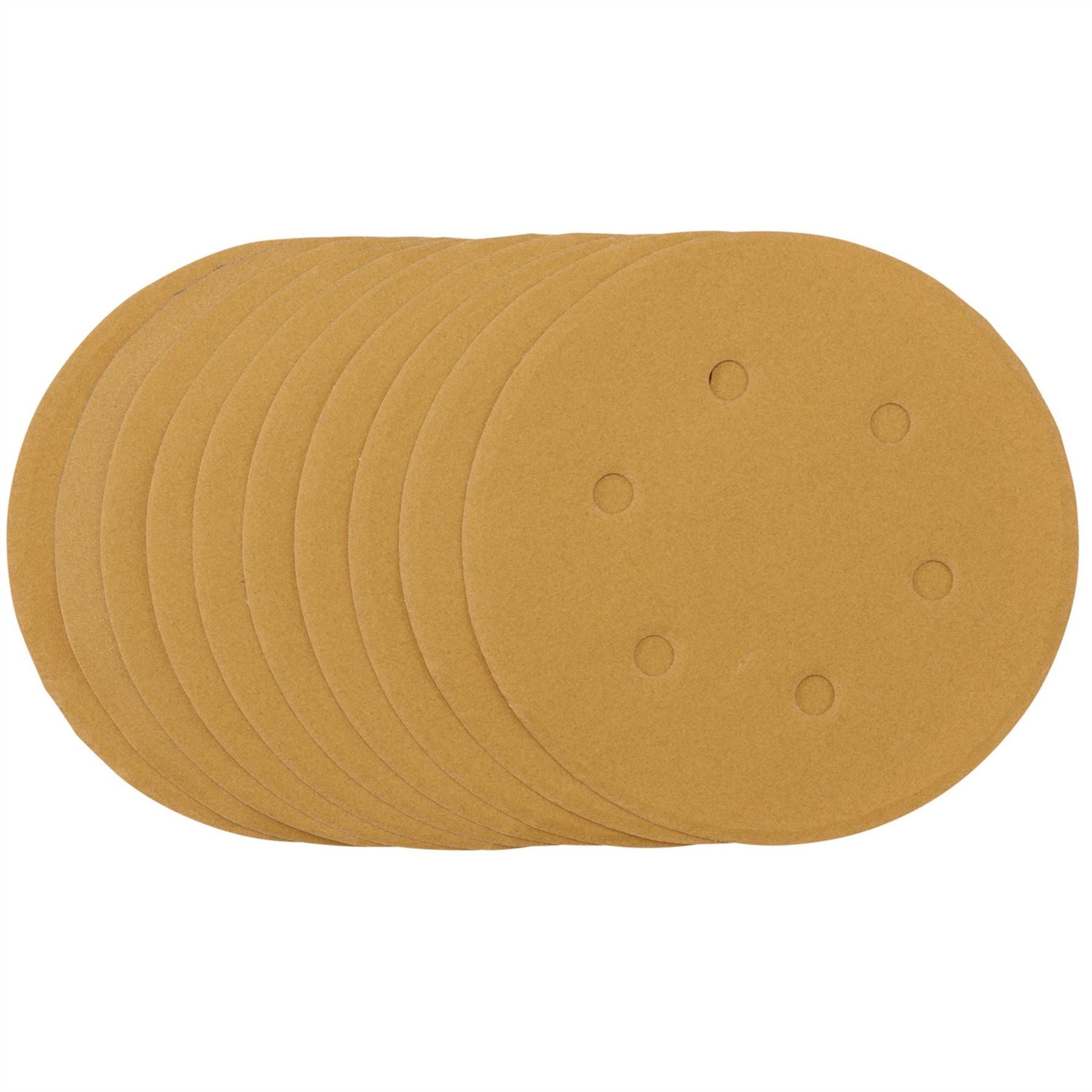 Draper 64257 Gold Sanding Discs with Hook & Loop 150mm 240 Grit 6 Dust Extraction Holes Pack of 10 Draper