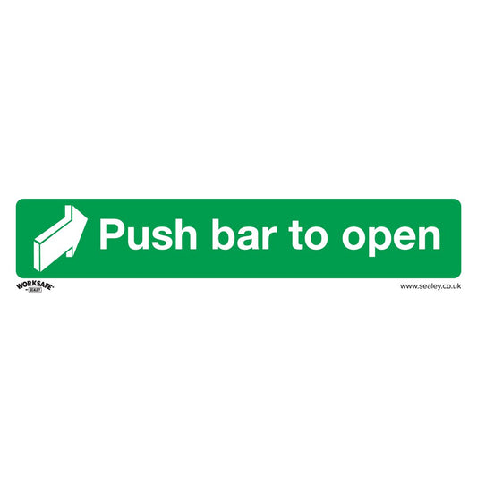 Sealey SS29V10 Safe Conditions Safety Sign - Push Bar To Open - Self-Adhesive Vinyl - Pack of 10 Sealey