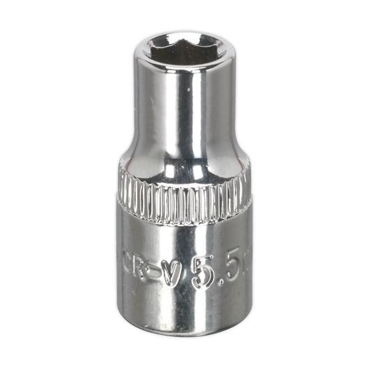 Sealey SP14055 WallDrive® Socket 5.5mm 1/4"Sq Drive Fully Polished Sealey