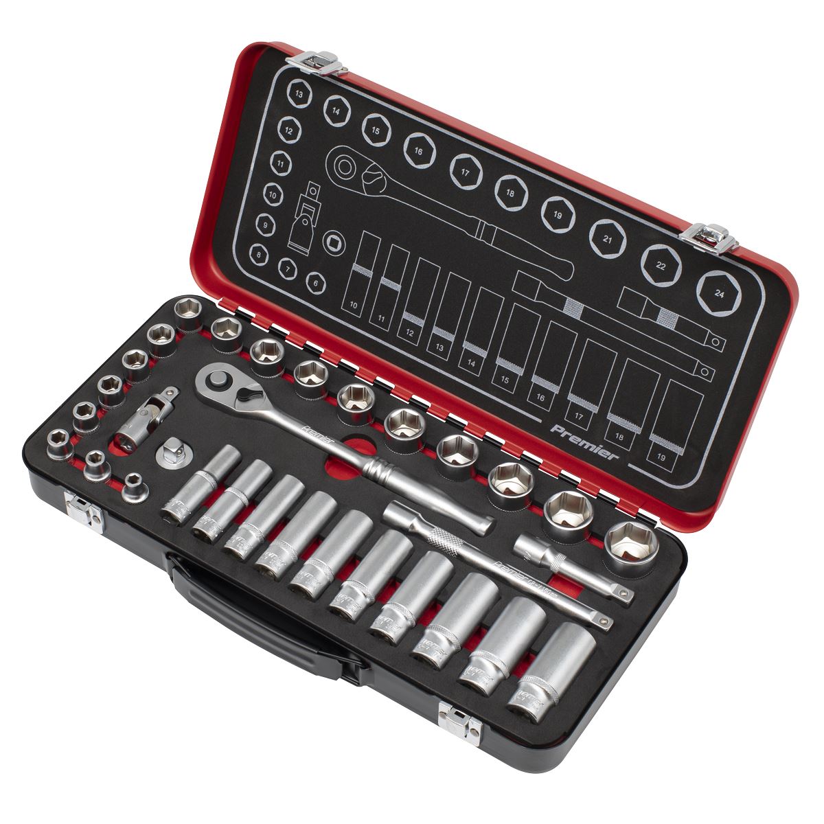 Sealey AK7922 Socket Set 3/8"Sq Drive 32pc - Premier Platinum Sealey