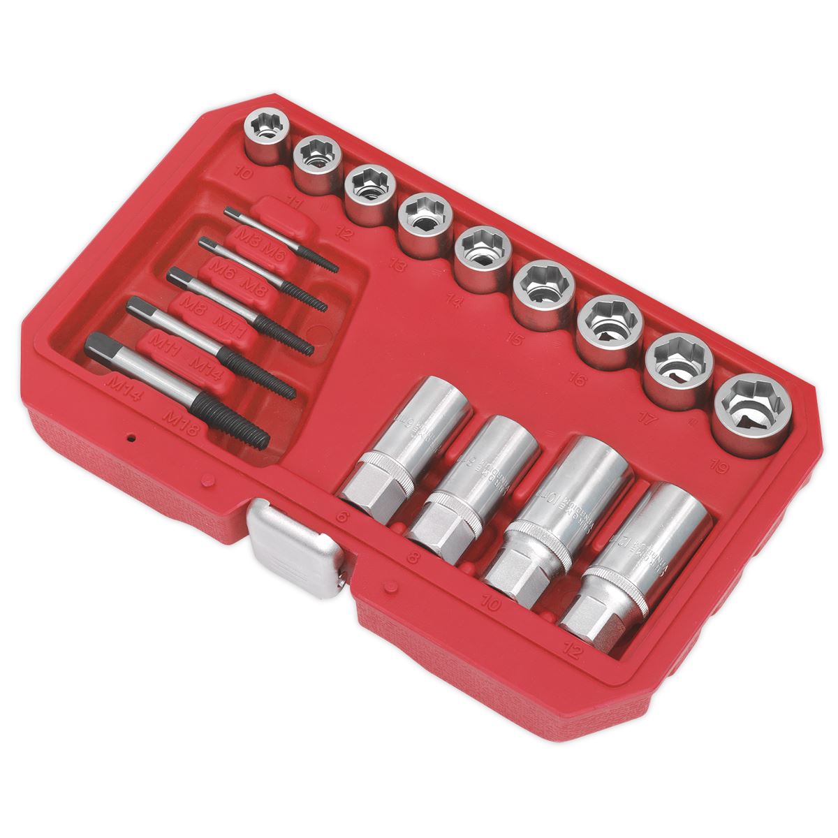 Sealey AK751 Bolt Stud & Screw Extractor Set 18pc Sealey