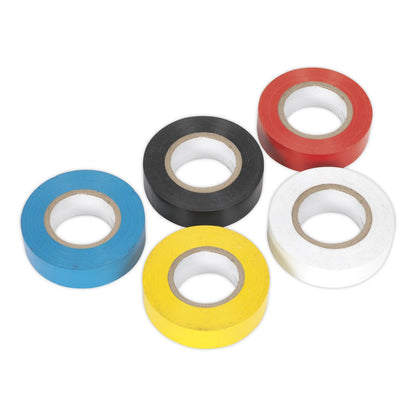 Sealey ITMIX10 PVC Insulating Tape 19mm x 20m Mixed Colours Pack of 10 Sealey