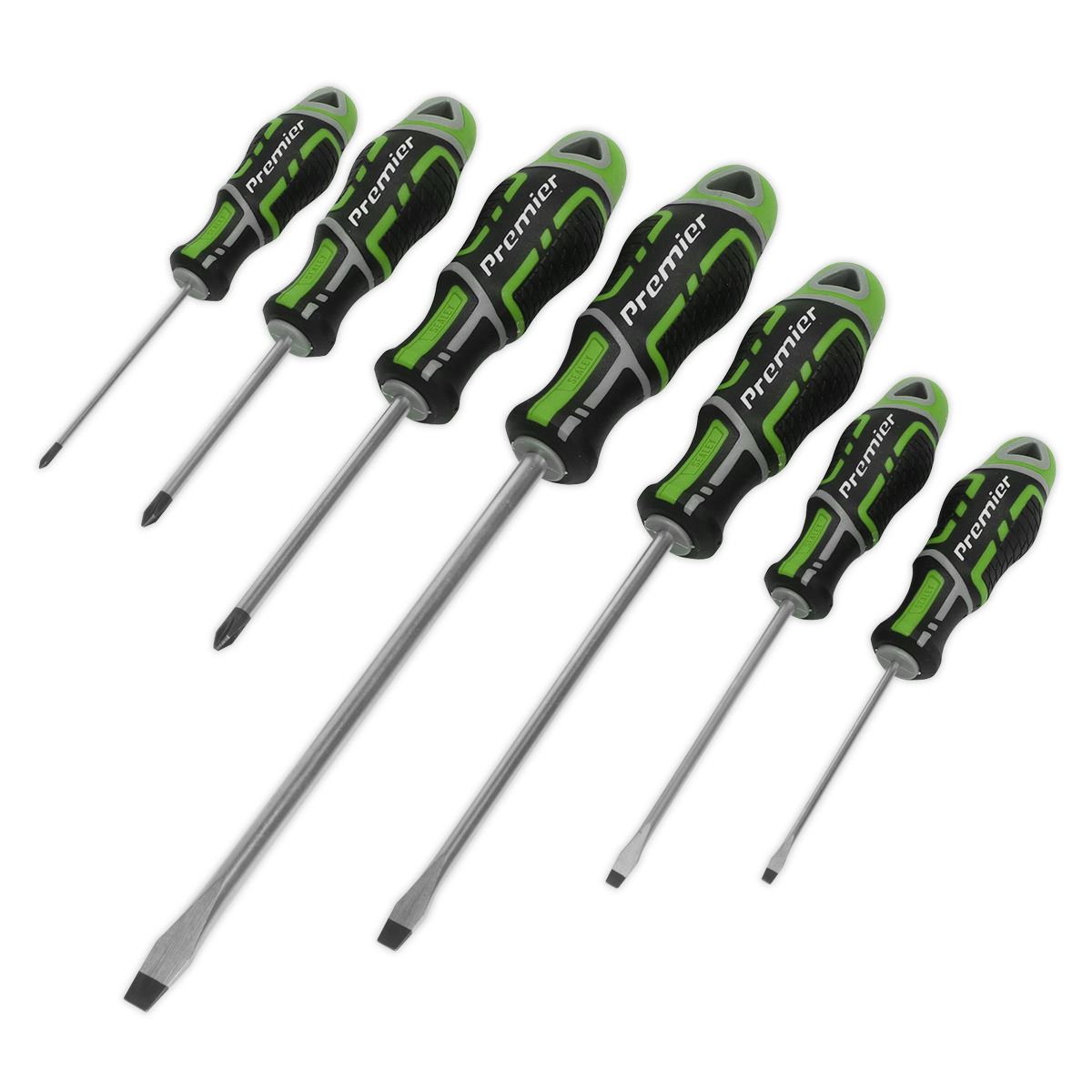 Sealey AK4321HV Screwdriver Set 7pc GripMAX® - Hi-Vis Green Sealey