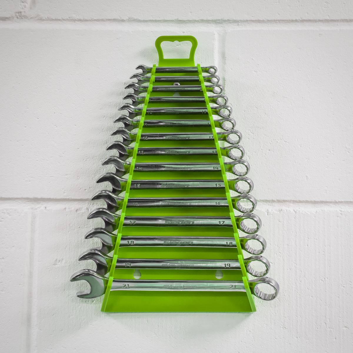Sealey WR09HV Reverse Spanner Rack Capacity 15 Spanners Hi-Vis Green Sealey