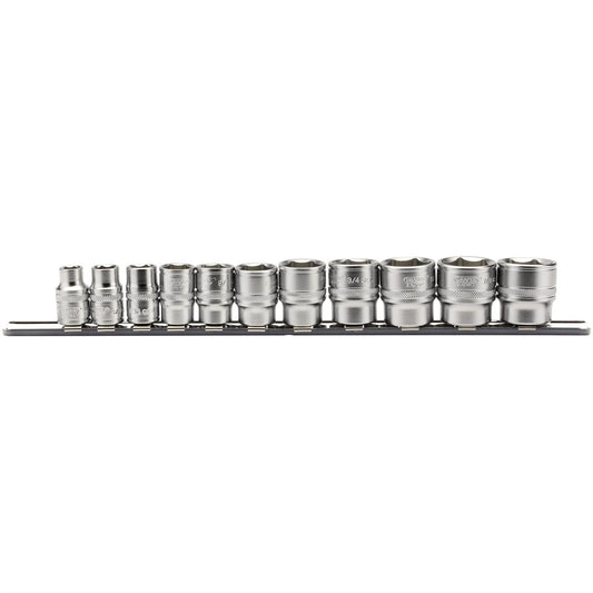Draper 16493 Imperial Socket Set on a Metal Rail 3/8" Sq. Dr. 11 Piece Draper