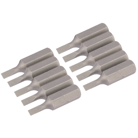 Draper 64024 Plain Slot Insert Bit 3mm 1/4" Hex 25mm Long Pack of 10 Draper