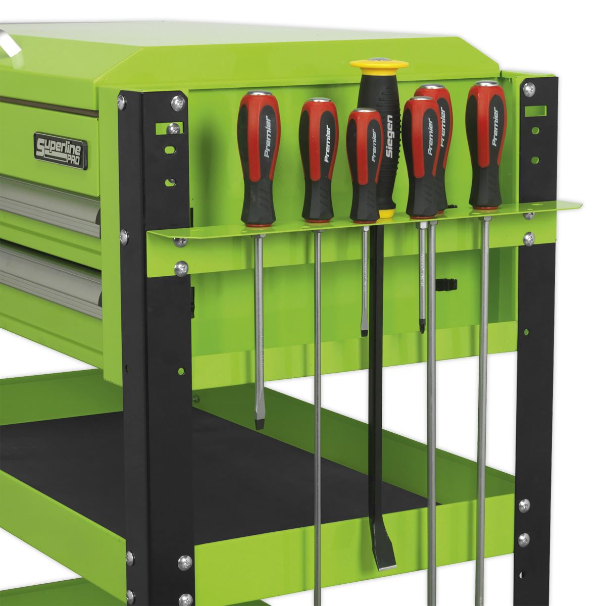 Sealey AP760MHV Heavy-Duty Mobile Tool & Parts Trolley 2 Drawers & Lockable Top - Green Sealey