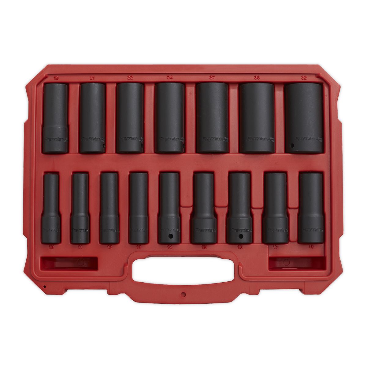 Sealey AK5817M Impact Socket Set 16pc 1/2"Sq Drive Deep Lock-On™ 6pt Metric Sealey
