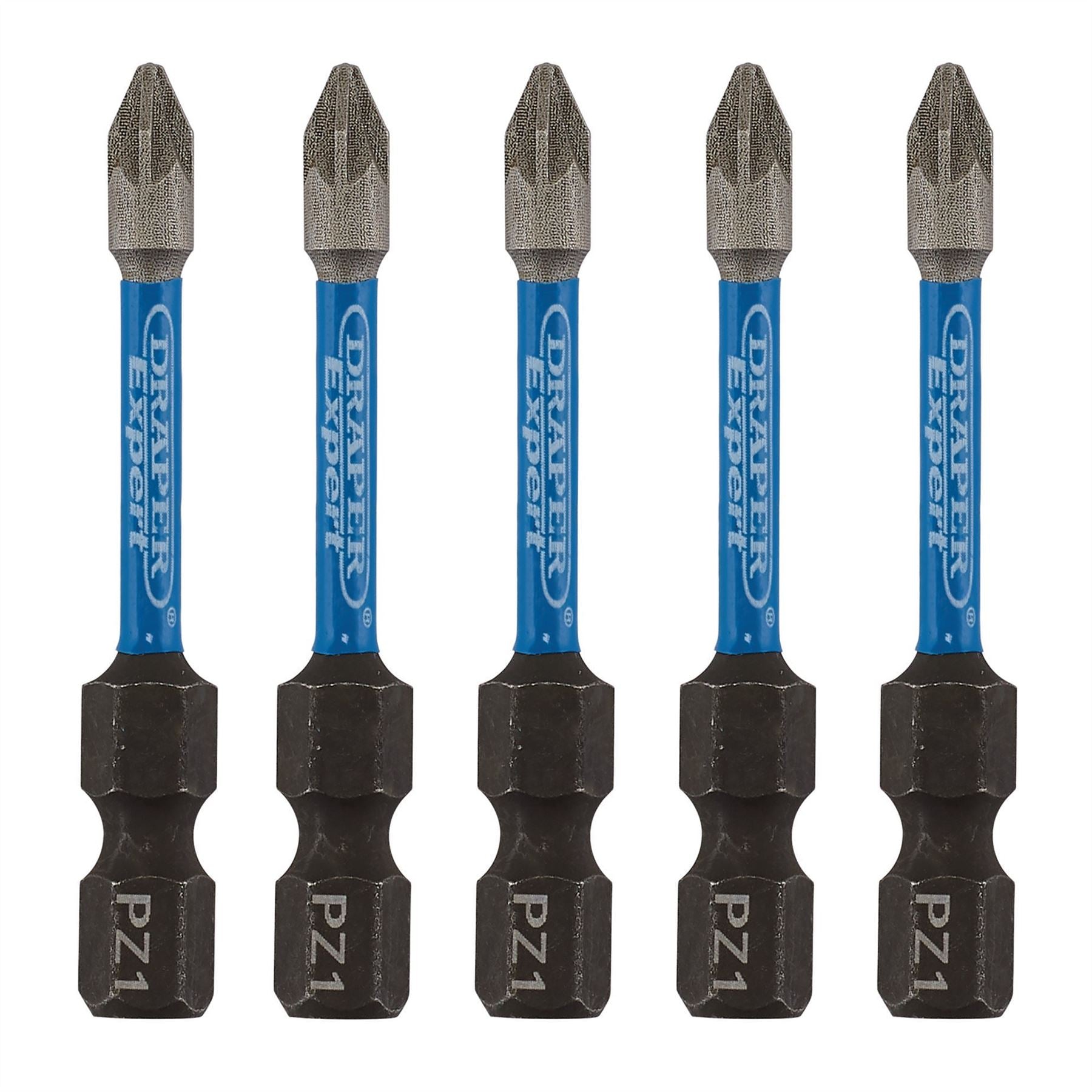 Draper 05646 Expert PZ-Type Impact Screwdriver Bits No.1 x 50mm 1/4" Hex Pack of 5 Draper