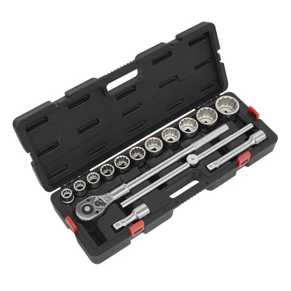 Sealey AK2583 Socket Set 3/4"Sq Drive 12-point WallDrive® 15pc Metric Sealey