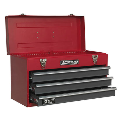 Sealey AP9243BB Tool Chest 3 Drawer Portable with Ball-Bearing Slides - Red/Grey Sealey