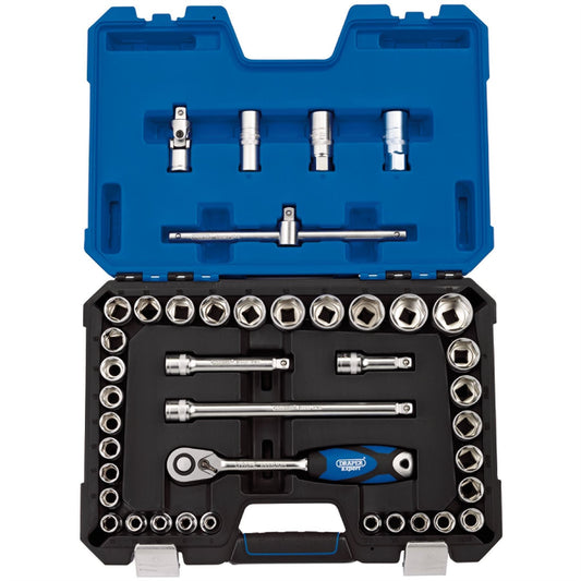 Draper 16453 Expert Combined MM/AF Socket Set 1/2" Sq. Dr. 41 Piece Draper