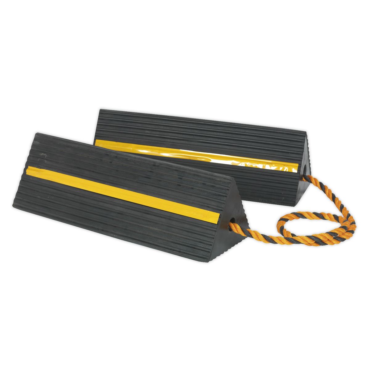 Sealey WC11 Heavy-Duty Rubber Wheel Chocks - Pair Sealey