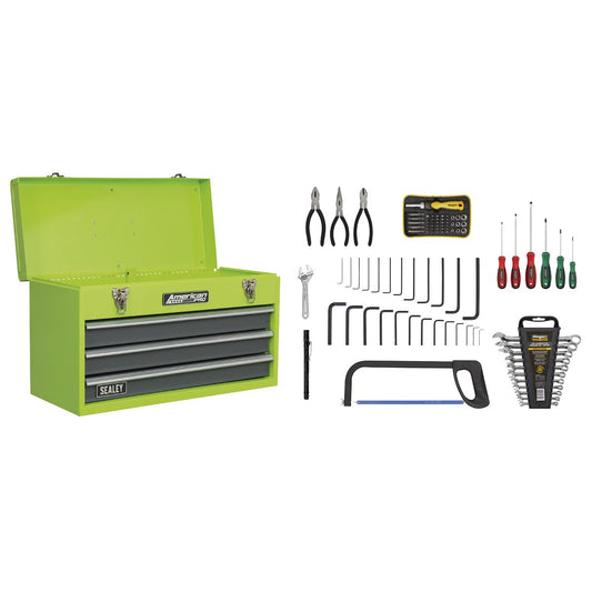 Sealey AP9243BBHVCOM 3 Drawer Portable Tool Chest with Ball-Bearing Slides & 93pc Tool Kit Sealey
