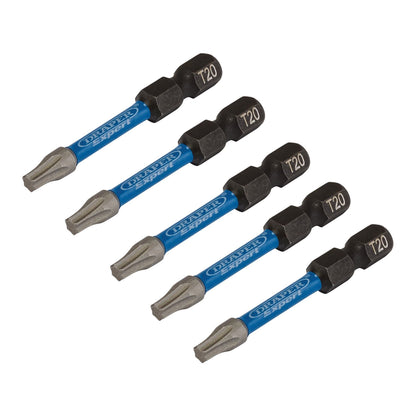 Draper 05652 Expert TX-STAR® Impact Screwdriver Bits T20 x 50mm 1/4" Hex Pack of 5 Draper