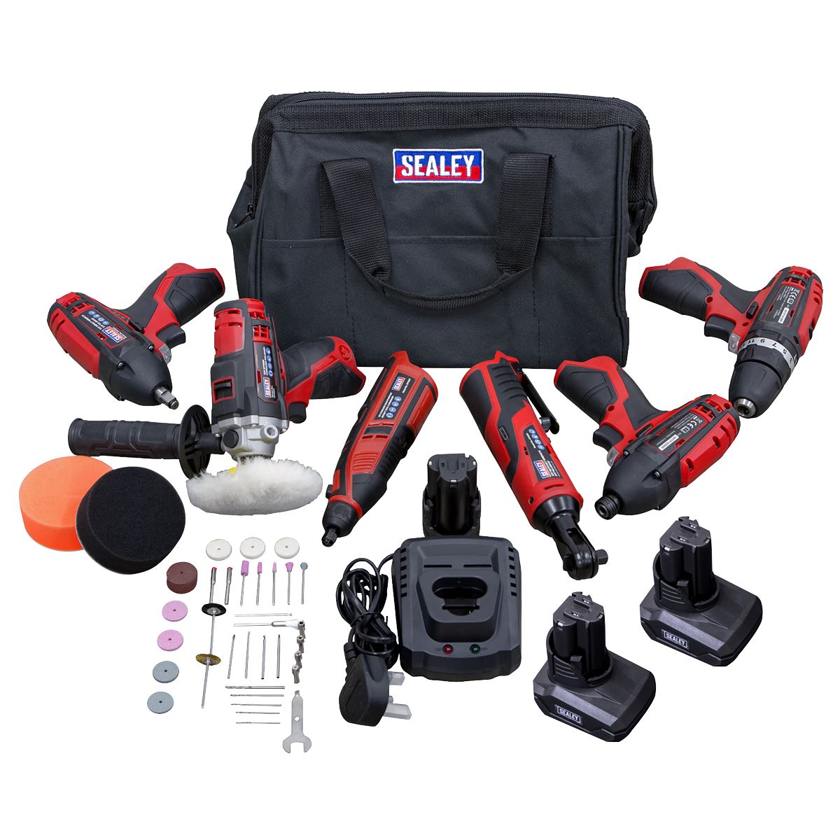 Sealey CP1200COMBO2B SV12 Series 6 x 12V Cordless Power Tool Kit - 3 Batteries Sealey