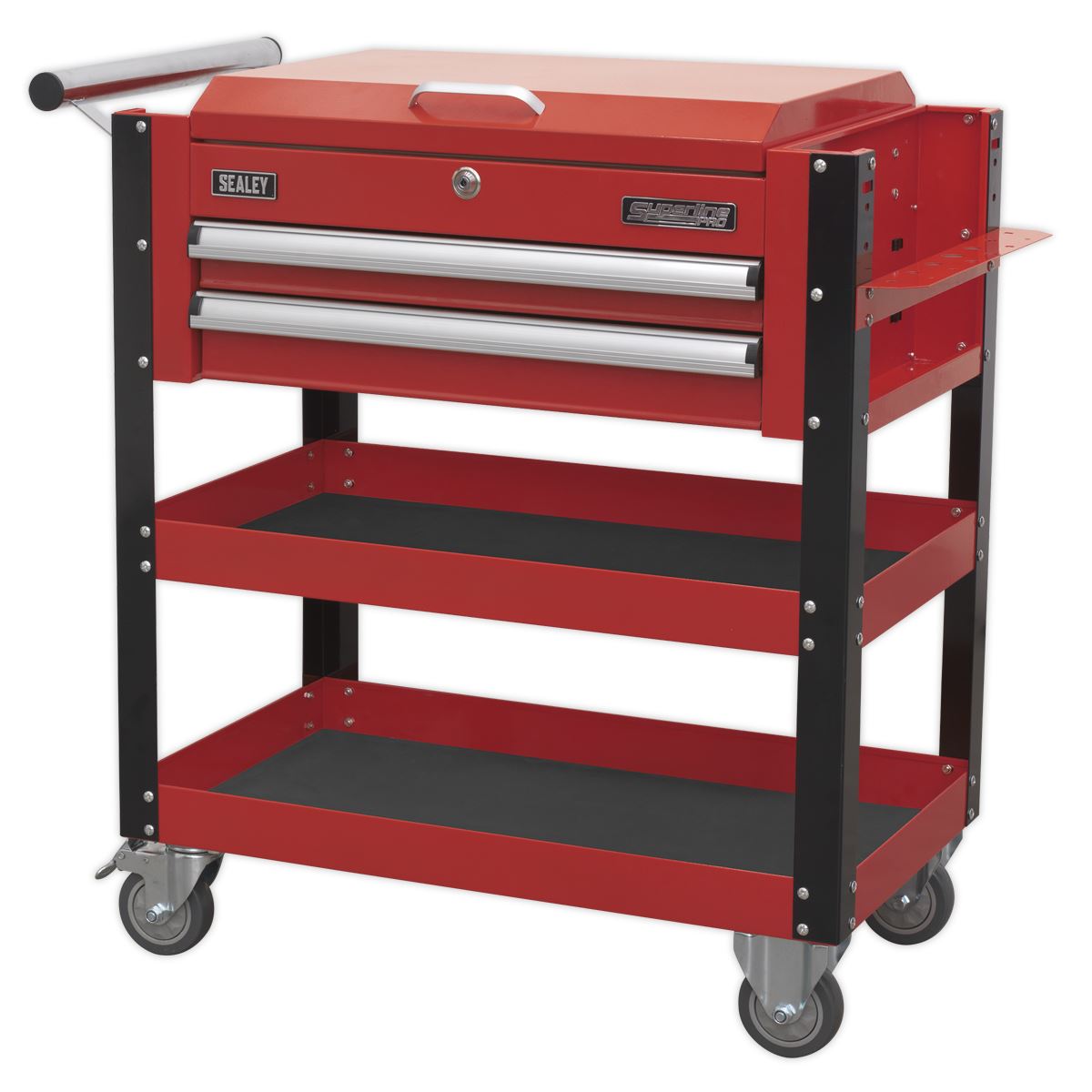 Sealey AP760M Heavy-Duty Mobile Tool & Parts Trolley 2 Drawers & Lockable Top - Red Sealey