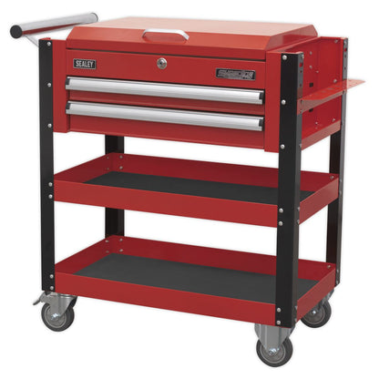 Sealey AP760M Heavy-Duty Mobile Tool & Parts Trolley 2 Drawers & Lockable Top - Red Sealey