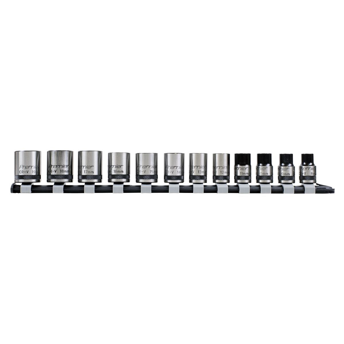 Sealey AK2741B Socket Set 12pc 3/8"Sq Drive Lock-On™ 6pt Metric - Premier Black Sealey