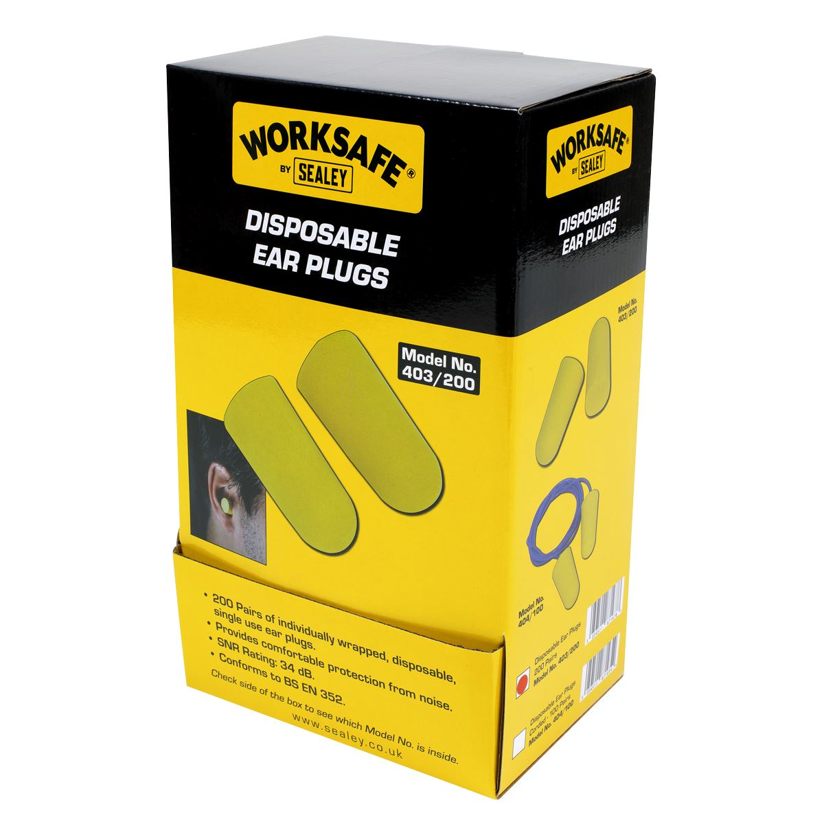 Sealey 403/200 Ear Plugs Disposable - 200 Pairs Sealey