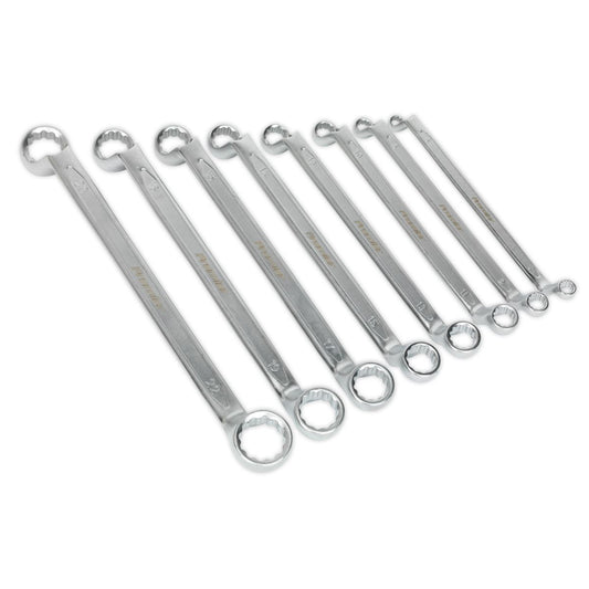 Sealey AK6327 Offset Double End Ring Spanner Set 8pc Metric Sealey