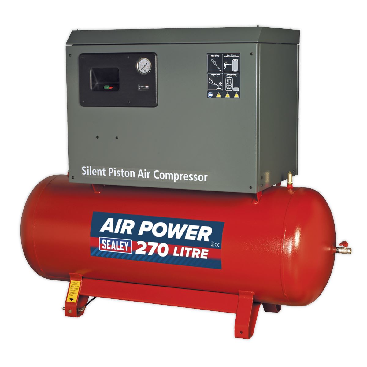 Sealey SAC72775BLN Compressor 270L Belt Drive 7.5hp 3ph 2-Stage with Cast Cylinders Low Noise Sealey