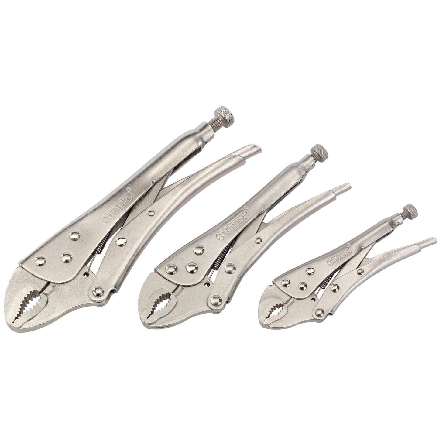 Draper 14040 Curved Jaw Self Grip Pliers Set 3 Piece Draper
