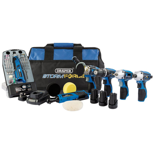 Draper 93445 Storm Force® 12V Multi-Power Interchange Kit 3 x 1.5Ah Li-ion Batteries 2 x Fast Chargers and 1 x Tool Bag Draper