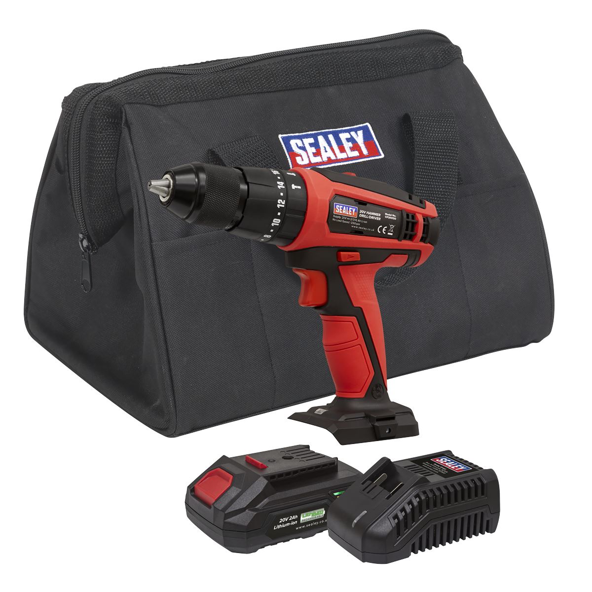 Sealey CP20VDDKIT1 Combi Drill/Driver Kit Ø13mm 20V 2Ah SV20 Series Lithium-ion Sealey