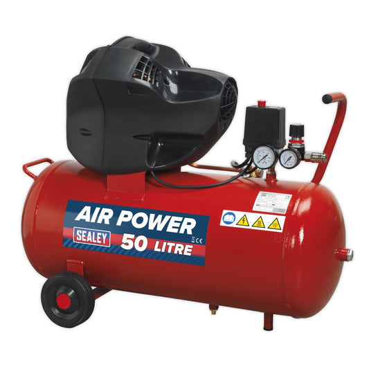 Sealey SAC05030F Air Compressor 50L V-Twin Direct Drive 3hp Oil Free Sealey