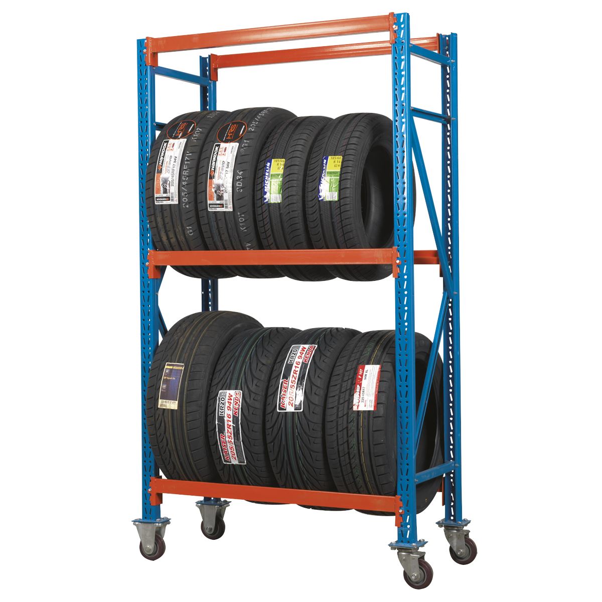 Sealey STR007 2-Level Mobile Tyre Rack 200kg Capacity Per Level Sealey