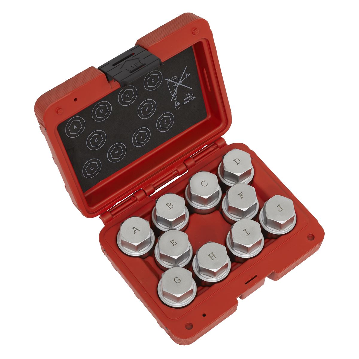 Sealey SX222 Locking Wheel Nut Key Set 10pc - Land Rover Sealey