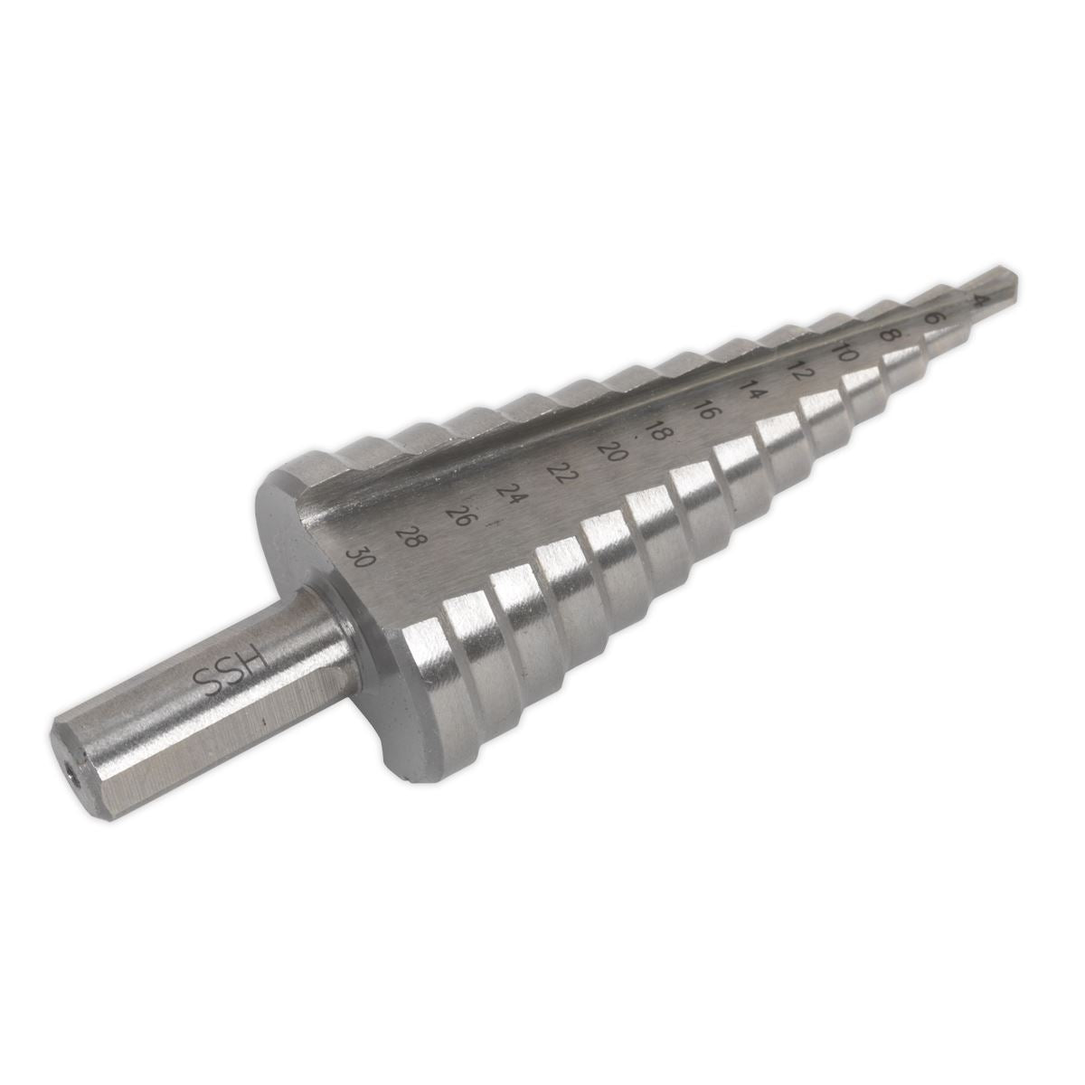 Sealey AK4732 HSS M2 Step Drill Bit 4-30mm Double Flute Sealey