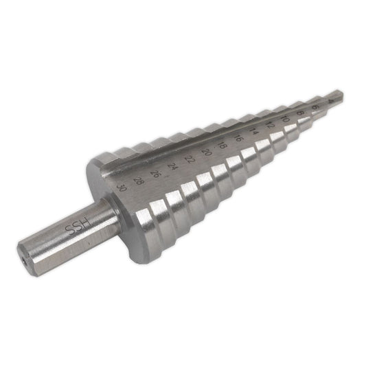 Sealey AK4732 HSS M2 Step Drill Bit 4-30mm Double Flute Sealey