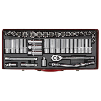 Sealey AK692 Socket Set 45pc 3/8"Sq Drive 6pt WallDrive® - Metric/Imperial Sealey