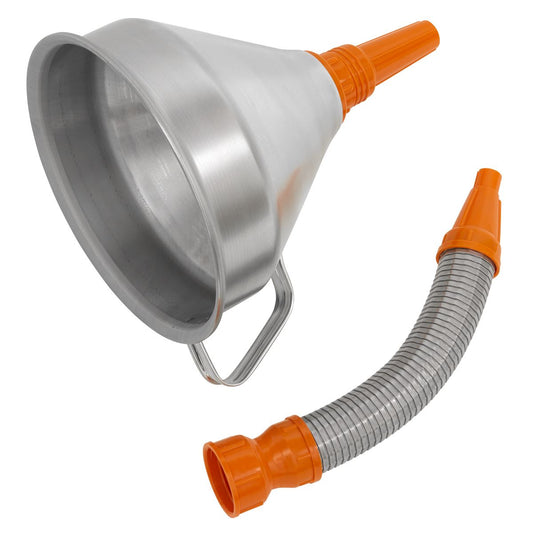 Sealey FM20F Funnel Metal with Flexible Spout & Filter Ø200mm Sealey